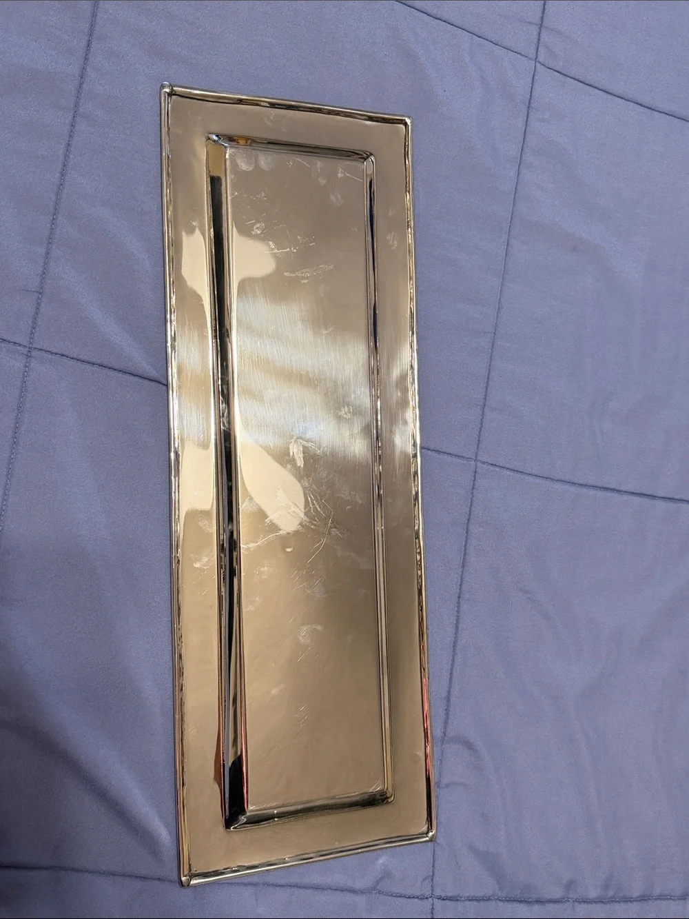 Gold Rectangular Vanity Tray with Croc-Texture Center